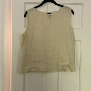 Eileen Fisher pale yellow linen tank. Size L